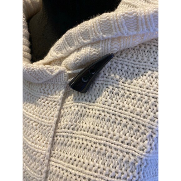 Cowl Neck Sweater Jacket Beige Cream Size ? Small 45% Cotton 20% Wool 3/4 Sleeve - Picture 3 of 12